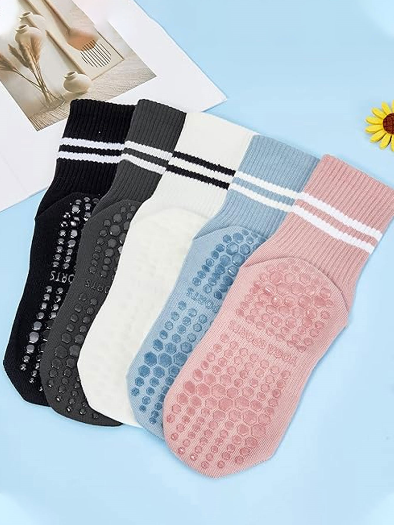 3 Pairs of Yoga Socks, Non-Sli - No Show Sock Women ulasan dan harga