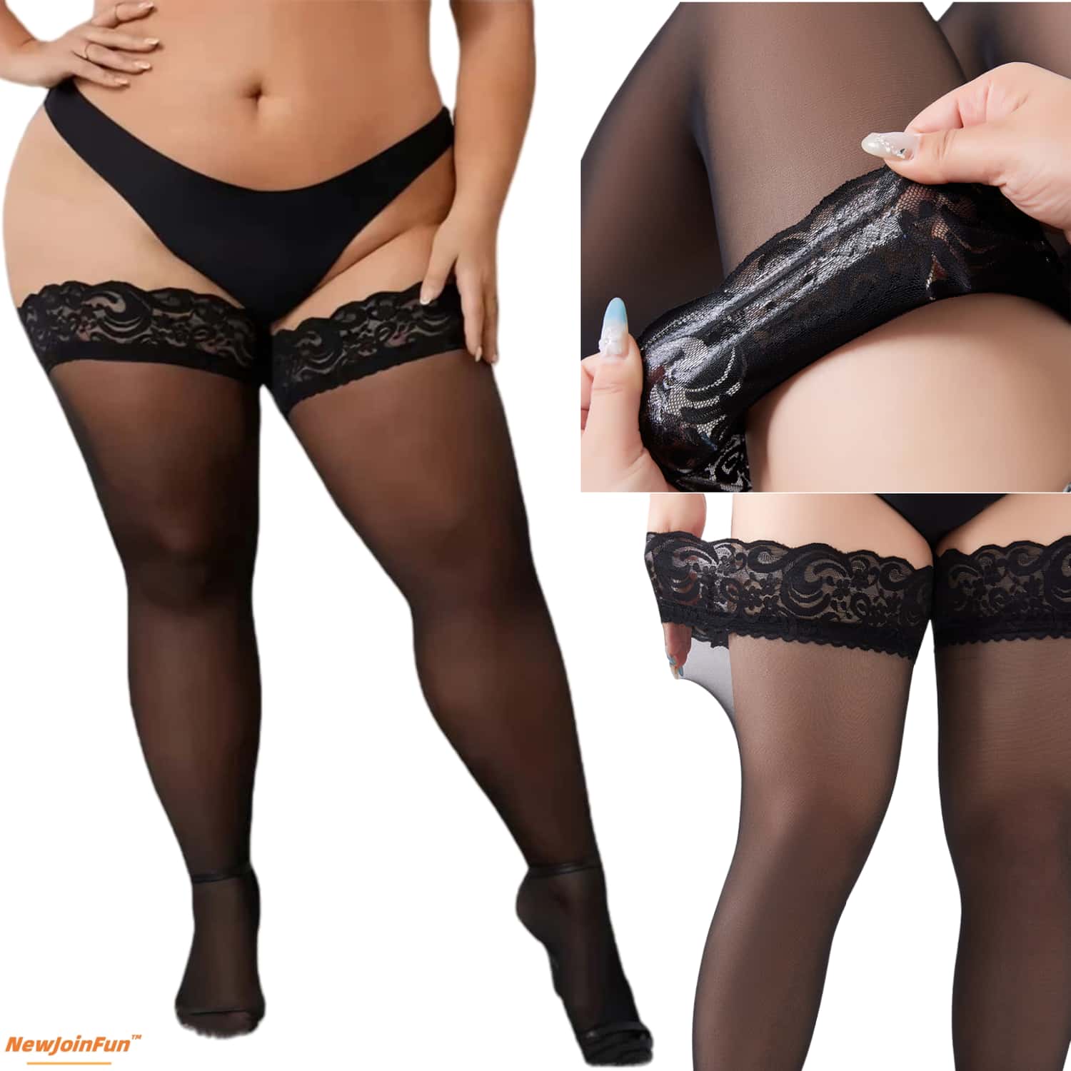 Women Plus Size Lace Thigh Hig - Thigh High Sock Stay Up ulasan dan harga