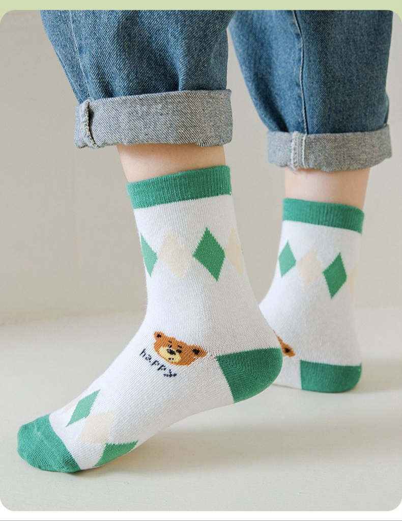 5 Pack Toddler Cartoon Bear Pa - Cotton Crew Sock Pack ulasan dan harga